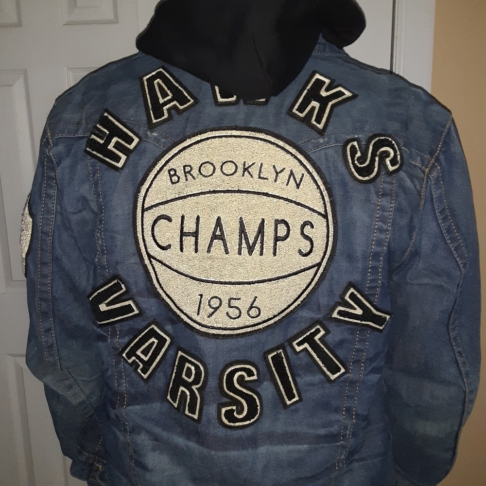 Authentic True Religion Hawks hoodie jean jacket. Sweater and jean jacket